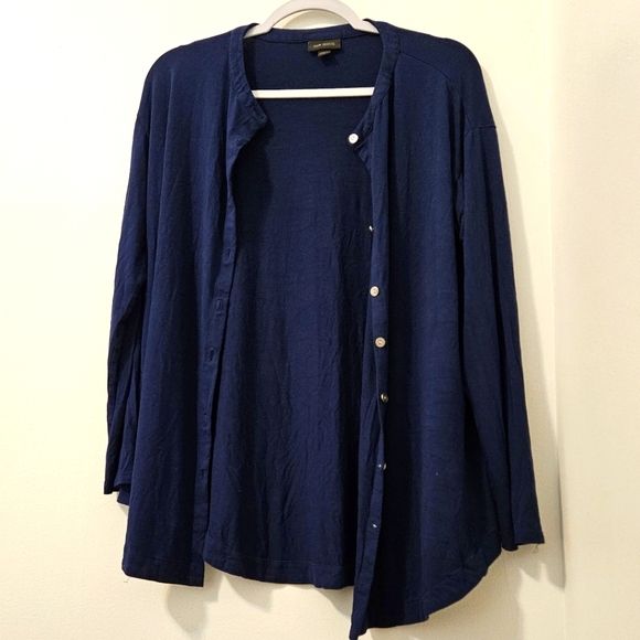 J. Jill Wearever Womens Lightweight Cardigan Top Button Up Soft Rayon Blue M - Picture 5 of 9